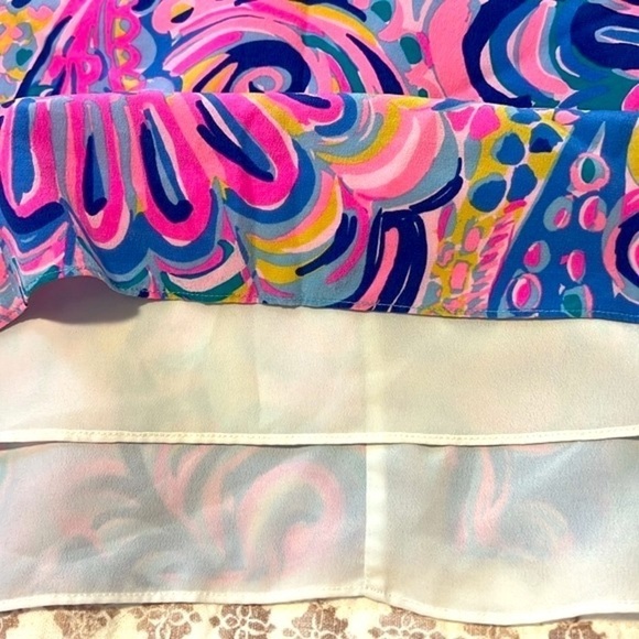 Lilly Pulitzer Lela Psychedelic Sunshine Silk Slip Double V-Neck Dress Small - Picture 10 of 15